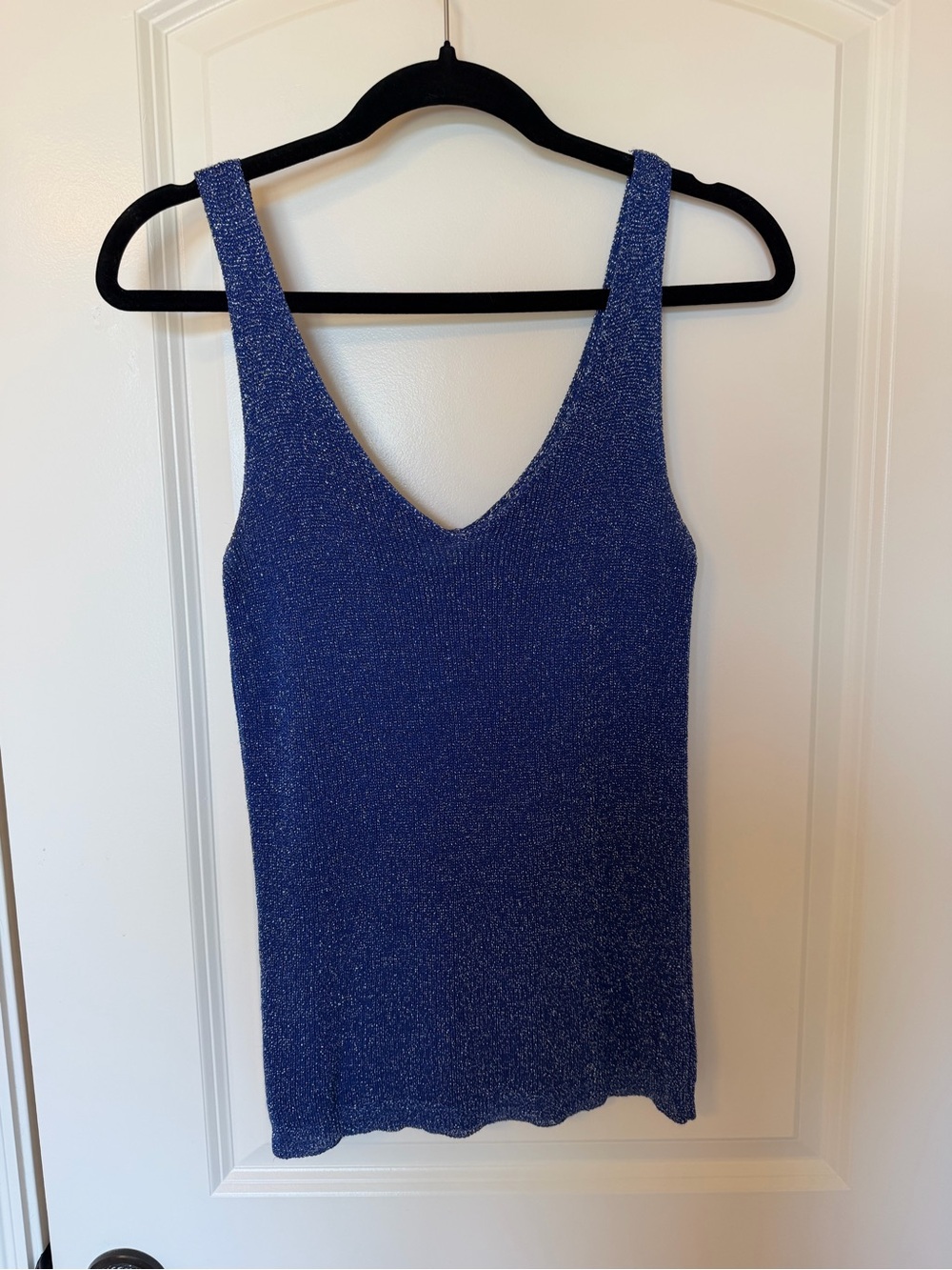 Nostalgia Metallic Royal Blue V-Neck Tank